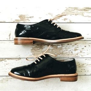 Halogen Patent leather perforated oxfords